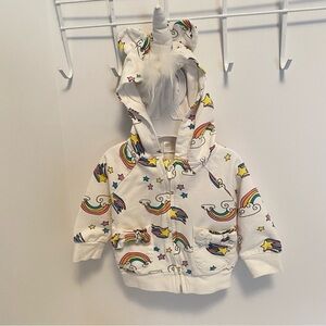 Rosie Pope Baby Girls Infant Unicorn And Rainbow Hoodie Size 3-6 Months